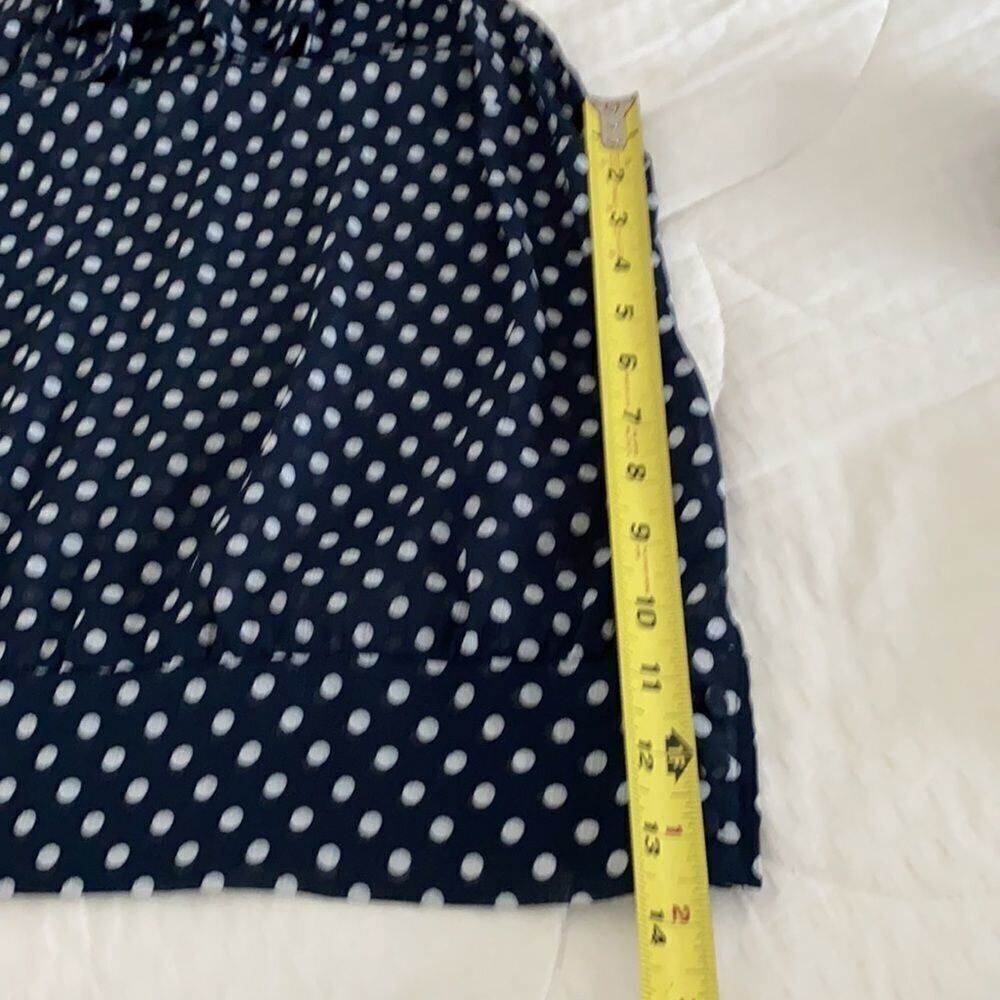 Twentyone Blue w/white dots High Neck Ruffle Top S - Picture 10 of 11